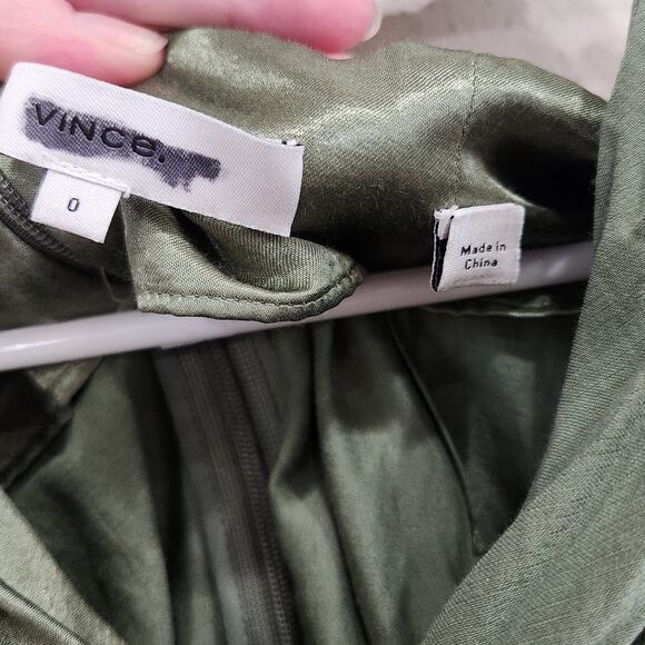 Vince Strapless Metallic Shimmer Green Cocktail Dress Sweetheart Neckline Size 0 - Picture 7 of 10